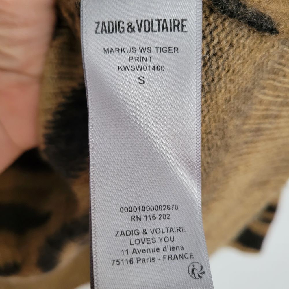 Zadig & Voltaire Tan and Black Tiger-Print Crewneck Sweater - Picture 9 of 10
